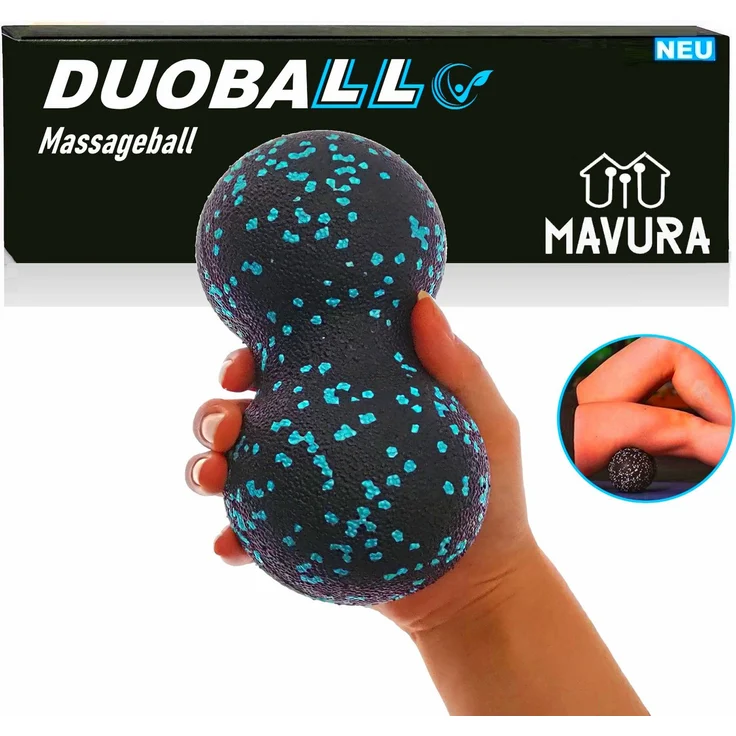 MAVURA DUOBALL Faszienball Massageball - Styropor, 8 cm x 16 cm, zufällige Farbe - Preisvergleich – Bild 1