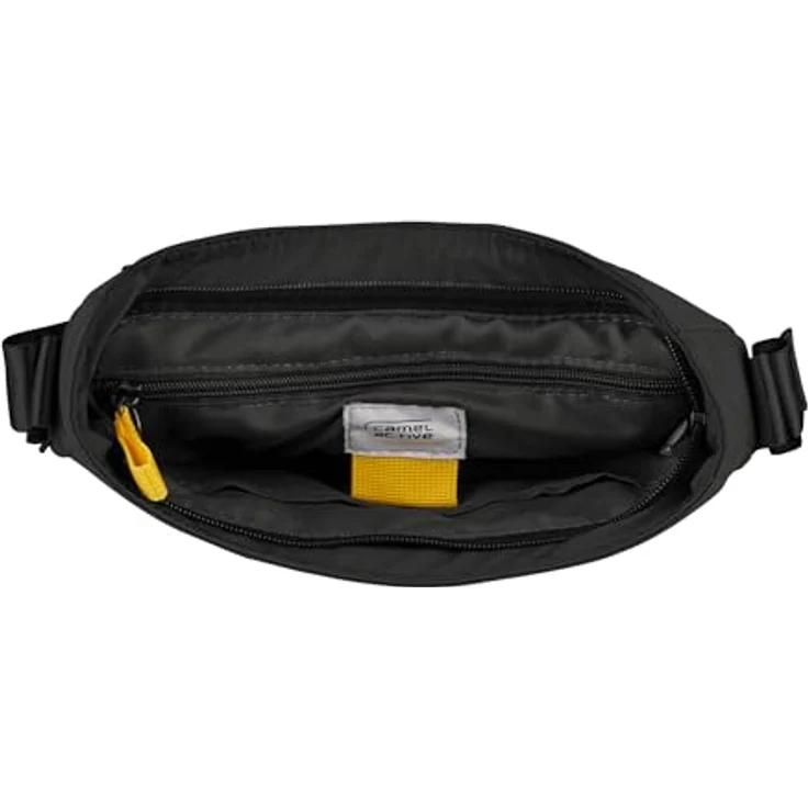 camel active Umhängetasche Terra, aus recyceltem Nylon mit voluminösen Taschen und verstellbarem Schulterriemen, Schwarz – Bild 4