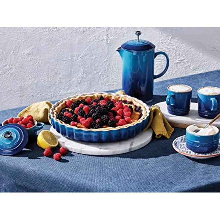 Le Creuset TARTE-FORM 28 CM AZURE, Backform aus Steingut mit gleichmäßiger Wärmeverteilung, Blau – Bild 5