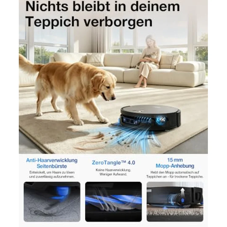 ECOVACS DEEBOT X12S OmniCyclone, Saug- und Wischroboter mit 53 AW Saugkraft, OZMO ROLLER 3.0, intelligente Teppichreinigung und TruePass-System – Bild 4