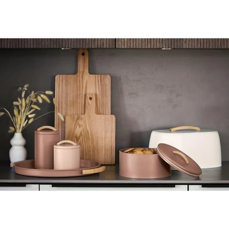 Zeller Present Brotkasten Metall Gummibaum, beige, 33.5x23.5x18.3 cm, luftdurchlässige Brotaufbewahrung – Bild 5