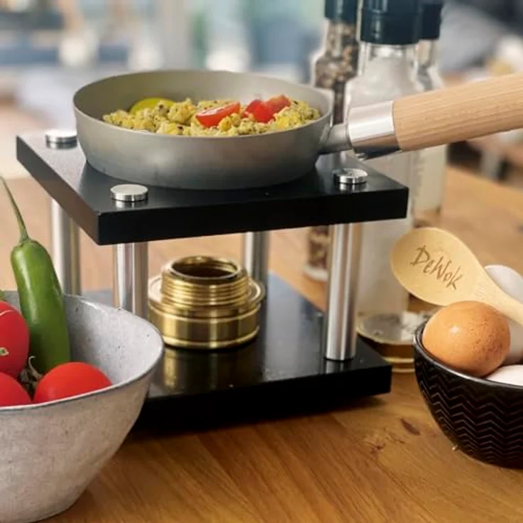 DeWok Kochsystem bis 2 Personen, ohne Strom, ohne Gas, Zuhause, Innenraum geeignet, zum Grillen, Raclette, Fondue, Wokken, Tischwok, gesund kochen – Bild 4