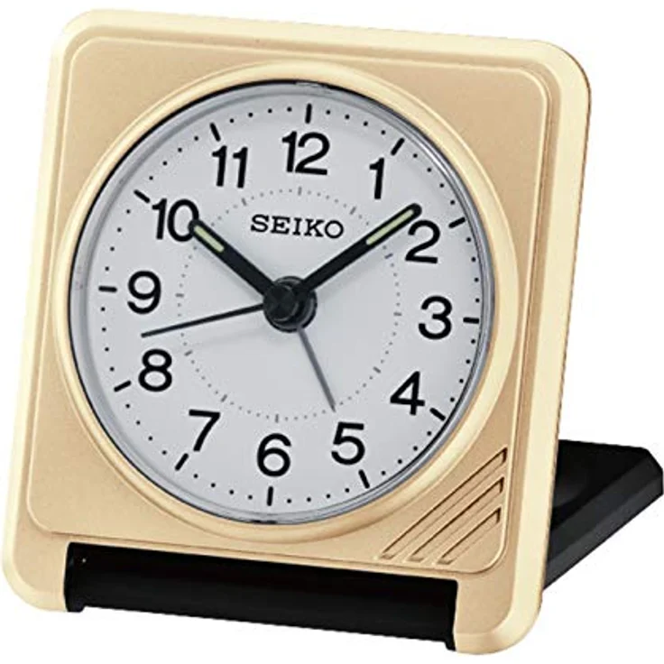 Seiko QHT015G, Analog Alarmuhr aus Kunststoff in Gold und Schwarz – Bild 1