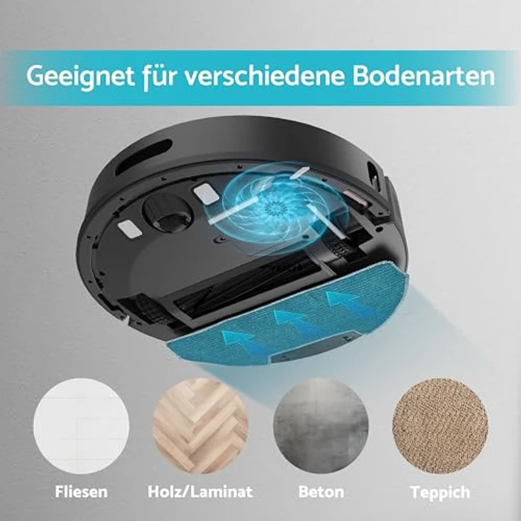 aeco VacuBot X5 Saug- & Wischroboter (5000Pa Saugkraft, LDS Navigation, 120m²Saugbereich, 100m²Wischbereich, 160min Akkulaufzeit, 18mm Hindernisüberwindung, Fernbedienung/App-Steuerung) – Bild 3