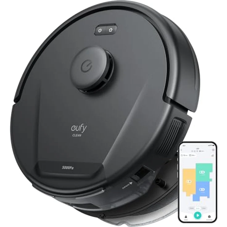 eufy L60 Saugroboter mit Wischfunktion, Ultra Starke 5.000Pa Saugkraft, iPath Laser-Navigation, für gründliche Bodenreinigung, ideal für Haare, Hartböden, Google & Alexa – Bild 1
