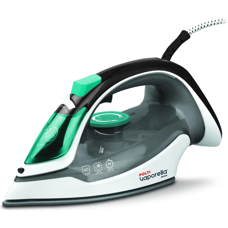 Polti Dampfbügeleisen Vaporella Quick Q100, 2600 Watt, 200 g/min Dampfausstoß, Keramik-Bügelsohle, Weiß/Schwarz/Türkis