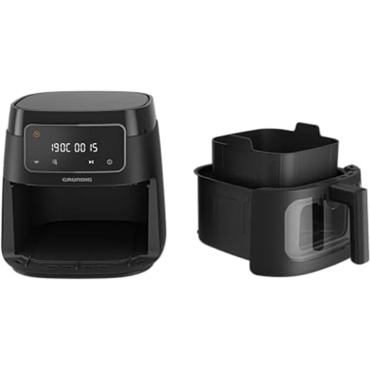 Grundig FRY 7320 Heißluftfritteuse, 7,6 l Kapazität, 1750 W, Touch-Display, großes Sichtfenster, Temperatur- und Zeiteinstellung, Antihaftbeschichtung, spülmaschinengeeigneter Korb, Schwarz – Bild 3