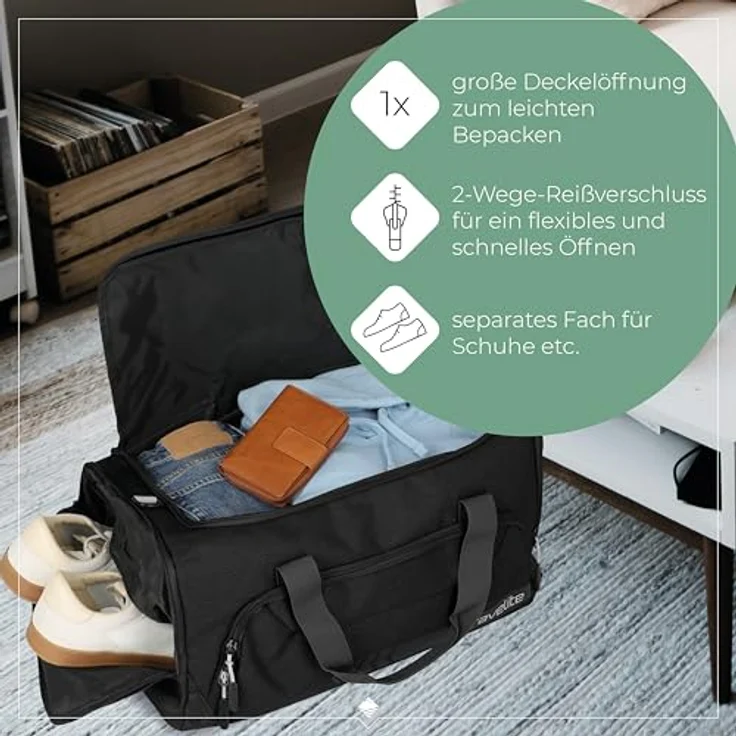 Travelite Kick Off Weekender Reisetasche L, 60 cm, schwarz, 100% Polyamid, geräumig – Bild 5