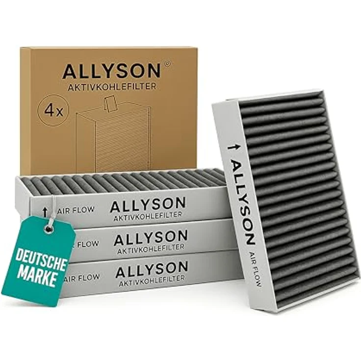 Allyson® Aktivkohlefilter 4er Set, passend für Neff Siemens Bosch Dunstabzugshauben, hohe Effizienz und einfache Montage (192x75x35 mm) – Bild 1