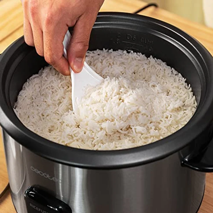 Cecotec RiceFusion 7000 Inox Reiskocher, 700W, 1,8 L, Wärmhaltefunktion, Dampfschale, Edelstahl, silber – Bild 4