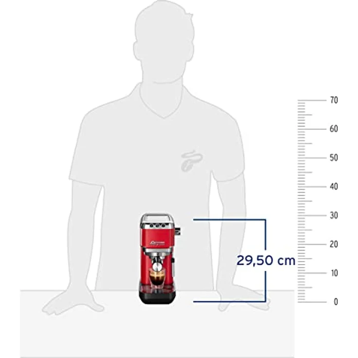 Tchibo Siebträger Espressomaschine „Lapressa“, mit Doppelauslauf und Milchaufschäumdüse (15 bar, 980ml Wassertank), inkl. zwei doppelwandigen Sieben, für Espresso und Milchschaum, rot - Preisvergleich – Bild 4