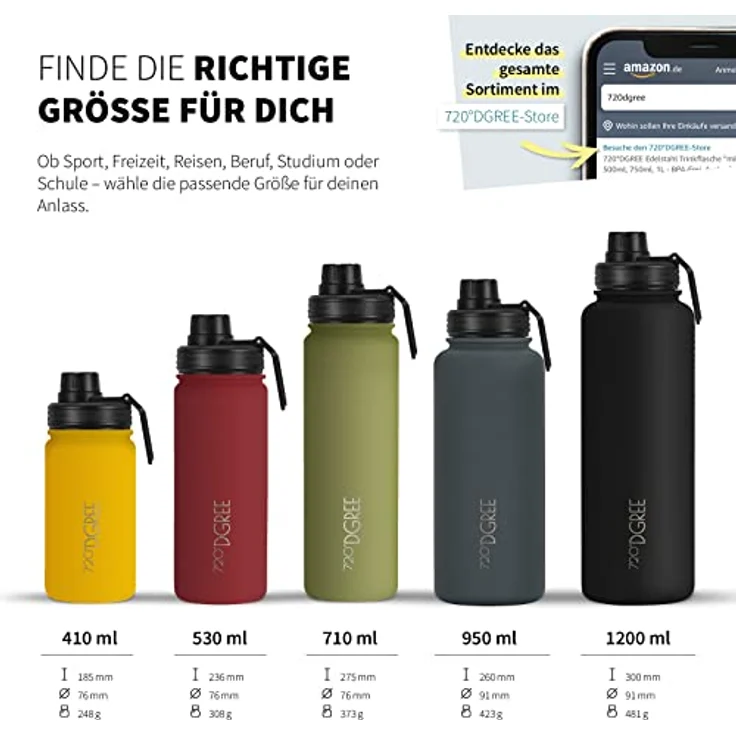 720 DGREE Trinkflasche Doppelwandig Edelstahl 710ml Isolierflasche Sportdeckel olive – Bild 3