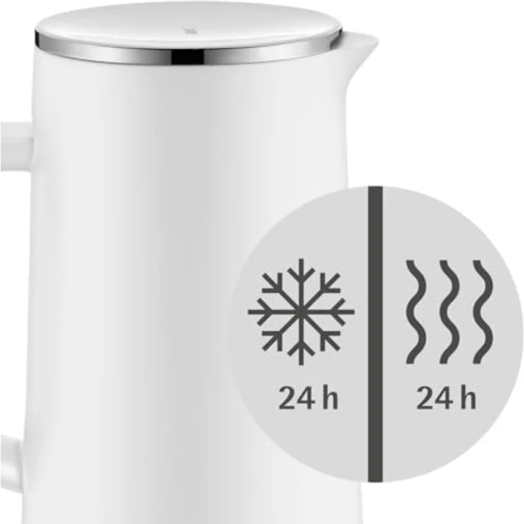WMF Isolierkanne Thermoskanne Impulse, 1,0 l, für Kaffee oder Tee Drehverschluss hält Getränke 24h kalt und warm, weiß – Bild 3