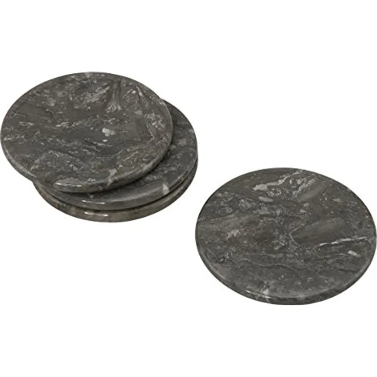 Creative Home Genuine Charcoal Marble Stone Coaster (Set Of 4), 4'', Gray