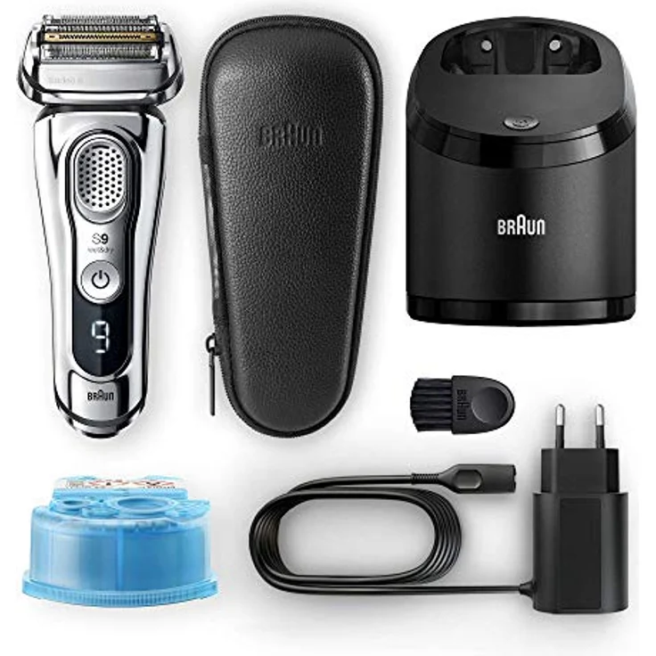 Braun Series 9 9395cc Wet & Dry Herren Rasierer Nass- und Trockenanwendung SyncroSonic Technologie inkl. Reinigungsstation, Lederetui chrom – Bild 2