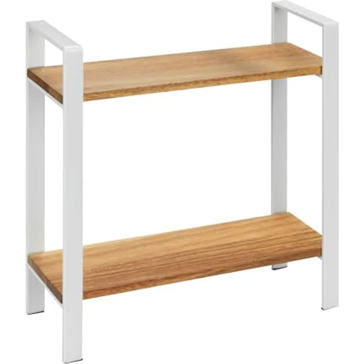 Wenko Küchenregal Louisa, 2 Etagen Küchen Organizer aus Akazienholz, Weiß - Abmessungen 32 x 11 x 33 cm – Bild 1