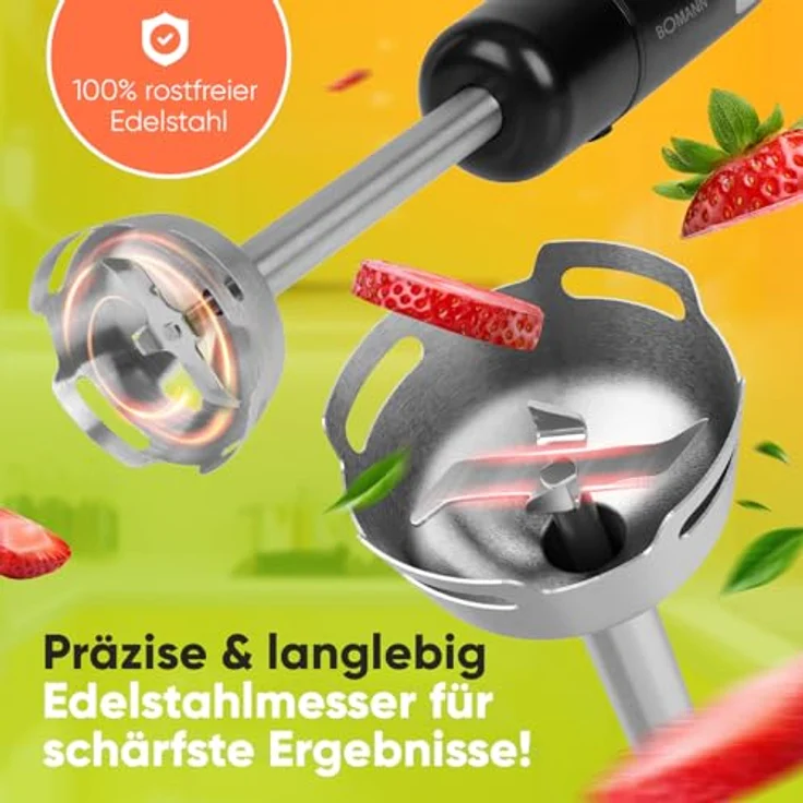 Bomann® SM 6082 CB Stabmixer 800 Watt mit Turbo-Funktion, Edelstahlmesser, 12 Stufen für Babynahrung, Suppe, Smoothies, Püree, Sauce – Bild 2