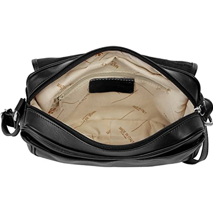 Samantha Look Umhängetasche aus echtem Leder, 25 cm, Made in Italy, verstellbarer Schulterriemen, klassisches Design, mehrere Fächer – Bild 4