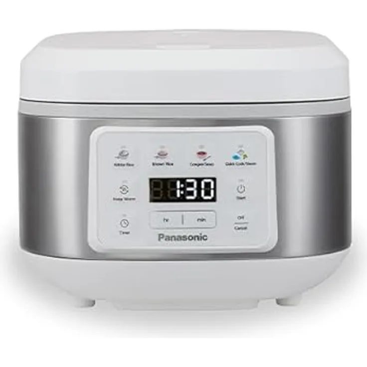 Panasonic SR-DA152WXE Automatischer Reiskocher & Dampfgarer, 1,5 L (8 Tassen), 4 Programme, PFAS-freier Antihaft-Topf, Weiß, Warmhaltefunktion & Timer