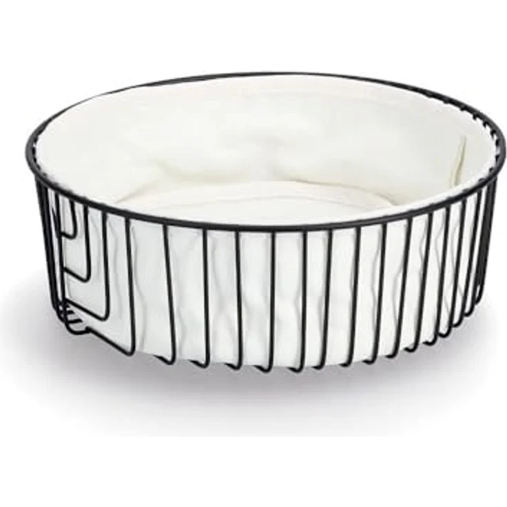 Zeller Present Brotkorb, Baumwolle, Metall, Industrial-Stil, m. Beutel, Silber – Bild 2