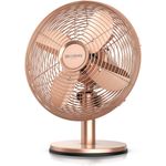 Brandson Tischventilator Retro Design, Oszillation 80°, Neigungswinkel 40°, Metallgehäuse, 30W, 28 cm, rose gold, GS-geprüft
