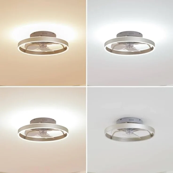 Lindby LED-Deckenventilator Momitu, silber, leise, dimmbare LED-Beleuchtung, Ø 50 cm – Bild 2