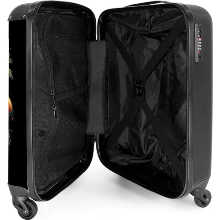 NoBoringSuitcases.com© Hartschalen-Trolley Hund in tropischen Sphären 55x35x20cm, 4 Rollen, Koffer Handgepäck Flugzeug, buntes fröhliches Motiv – Bild 4