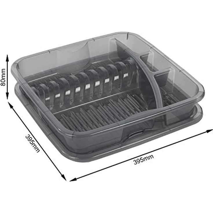 Rotho Geometric Geschirrabtropfer, Kunststoff (PP), anthrazit, 39.5 x 39.5 x 8 cm (LxBxH) – Bild 2