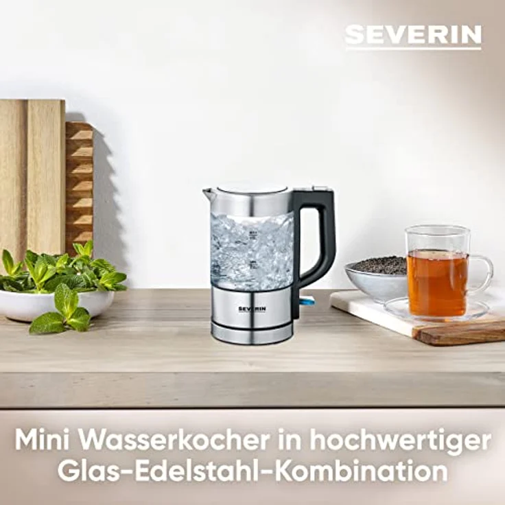 SEVERIN WK 3472 Mini Glas-Wasserkocher, hochwertig und komfortabel, 0,5 Liter, 1.100 Watt, 100% BPA-frei – Bild 4