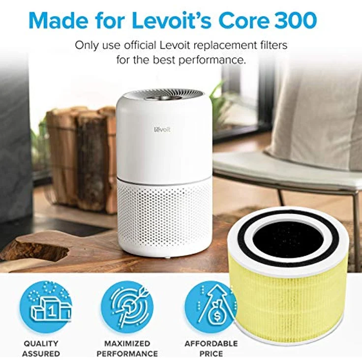 LEVOIT Core 300 und Core 300S Ersatzfilter gegen Gerüche von Haustier und Küche, H13 HEPA Filter, hocheffizienter Aktivkohlefilter und Vorfilter, für Tierbesitzer Raucher Allergiker – Bild 3