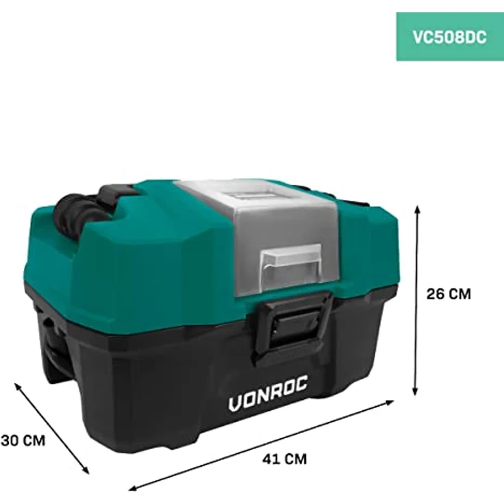 VONROC Tragbarer Allzweckstaubsauger, 20V Nass- und Trockensauger mit 15 l Behältervolumen und Elektrowerkzeugadapter, ohne Akku und Schnellladegerät – Bild 2