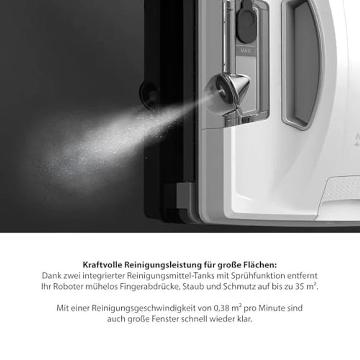 Sichler Exclusive HOBOT S7 Pro, Fensterputzroboter mit Dual-Sprüher, App-Steuerung und 600 Reinigungsbewegungen/Min, ideal für Bürogebäude und rahmenlose Fenster – Bild 3