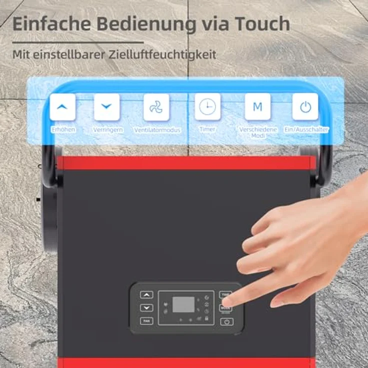 BE COOL BC110LEF2202 Bautrockner, Entfeuchtungsleistung bis zu 110 Liter pro Tag für Räume von 45m²-230m², mit Wasserpumpe und Touch-Panel – Bild 6