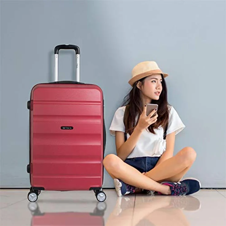 ITACA - Koffer Mittelgroß - ABS Hochwertiger und Stabiler Reisekoffer mit Rollen - Koffer Mittelgroß 4 Rollen Leicht mit Kombinationsschloss. Koffer 4 Rollen T71660, Coral Rot – Bild 2