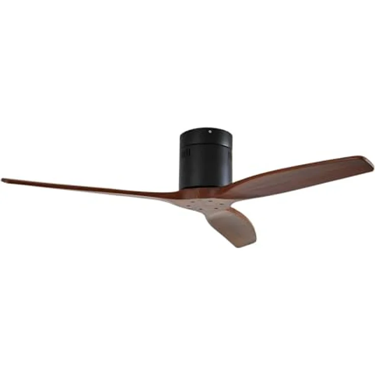 Lucande Deckenventilator Vindur, 3-flüglig aus Holz in dunklem Walnuss, mit Fernbedienung und DC-Motor, geräuscharm – Bild 1