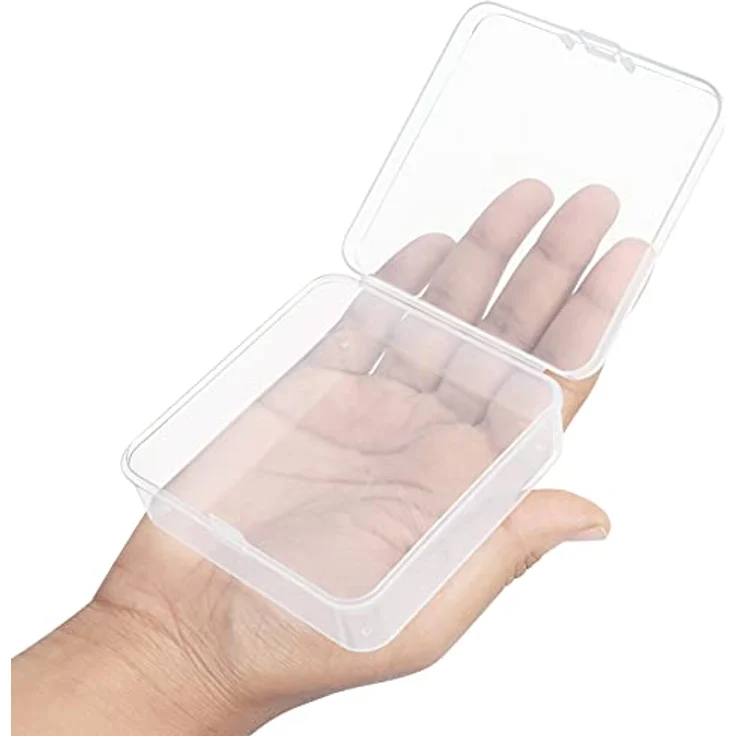 Belle Vous Kleine Aufbewahrungsbox Plastik Transparent mit Deckel zum Klappen (24 Stk) – 8,3 x 8,3 x 2,8 cm Mini Plastik Boxen für Kleine Perlen, Pillen, Schmuck, Schrauben Sortierbox, Bastelzubehör – Bild 3
