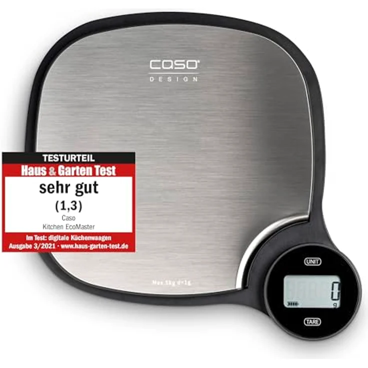 Caso 196286 Kitchen EcoMaster Küchenwaage, digital, Tragkraft 5kg, 1g-Schritten, TARA-Funktion, automatische Abschaltung, silber,schwarz – Bild 2