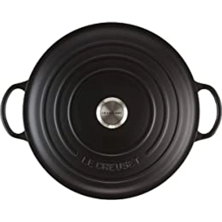 Le Creuset Signature Gusseisen-Bräter mit Deckel, Ø 32 cm, La Marmite, Rund, Für alle Herdarten und Induktion geeignet, Volumen: 7 l, Schwarz – Bild 3