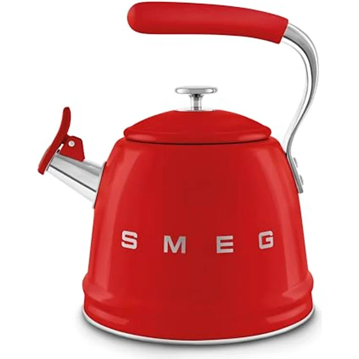 Smeg WKF01RD Wasserkocher, 2,3 l im 50er-Jahre-Design, rot/silber, Edelstahl, für alle Herdarten geeignet – Bild 1