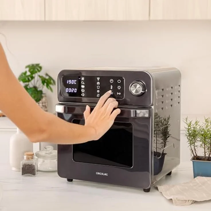 Cecotec Backofen-Fritteuse Bake&Fry 1500 Touch, 15 Liter, 1700 W, Edelstahl, Touchscreen, 10 vorprogrammierte Menüs, 60-230 °C, Zubehörset – Bild 5