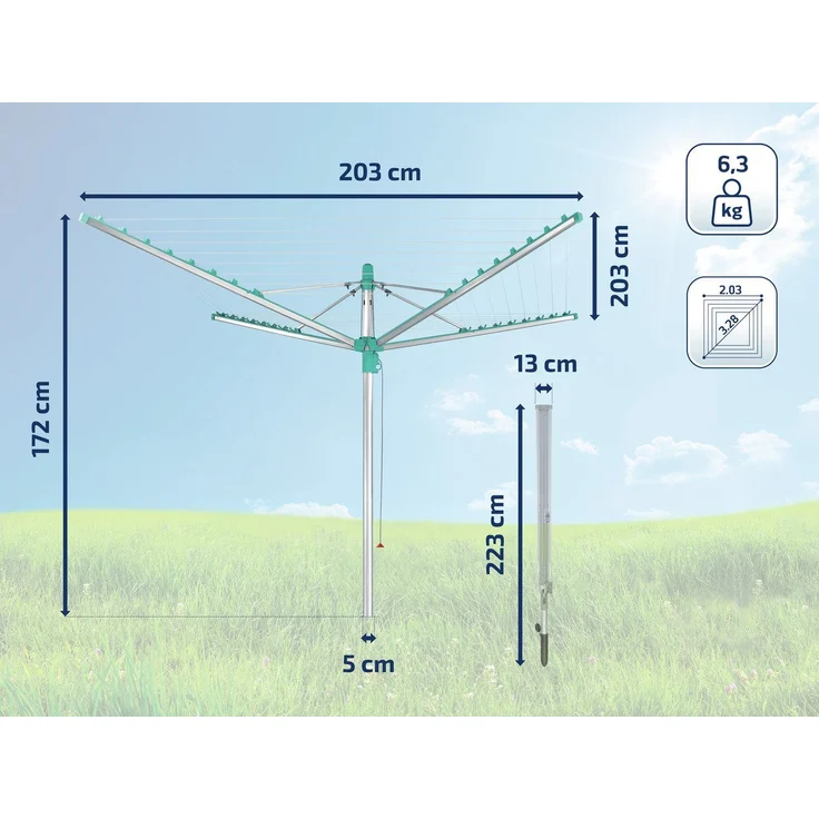 Leifheit Linomatic 500 Easy Wäschespinne, inkl. Bodenhülse, autom. Leineneinzug, Easy-Lift-System, 50 m Leinenlänge, für 5 Waschladungen – Bild 4