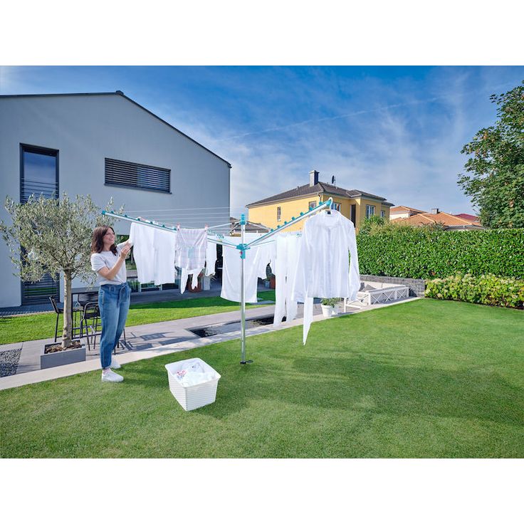 Leifheit Linomatic 500 Easy Wäschespinne, inkl. Bodenhülse, autom. Leineneinzug, Easy-Lift-System, 50 m Leinenlänge, für 5 Waschladungen – Bild 18
