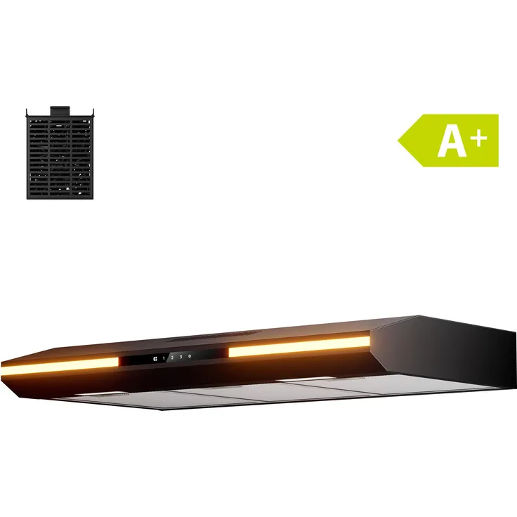 CIARRA VM90921B Dunstabzugshaube 90cm, 300 m³/h, Einbauhaube mit SensorTouch, 3 Stufen, LED-Beleuchtung, leise Abluft- und Umluftbetrieb, Energieeffizienzklasse A+
