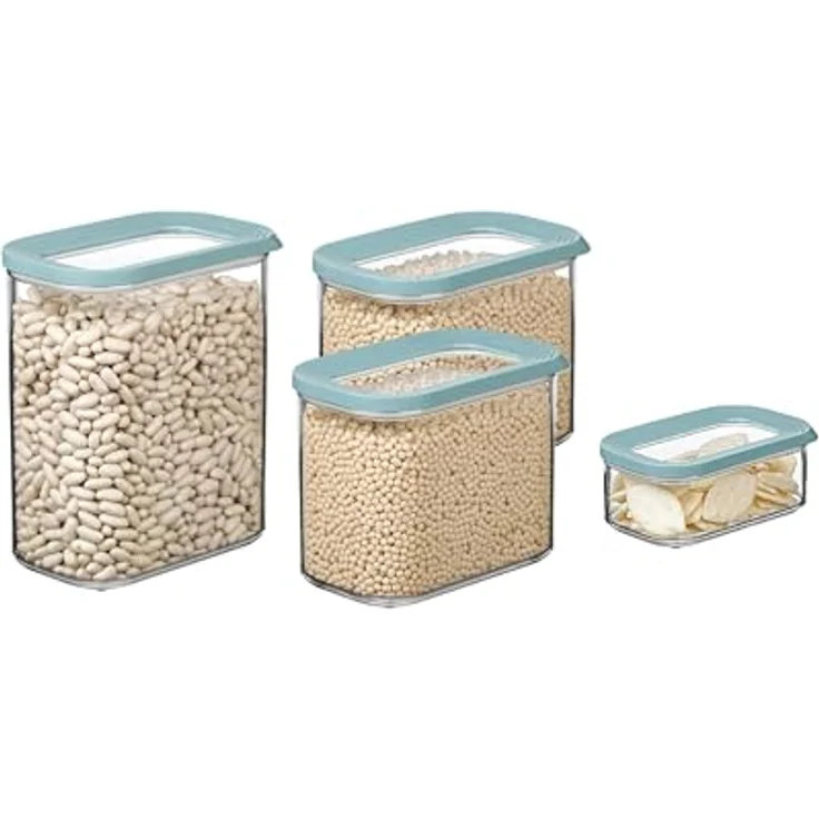 Mepal Modula Vorratsdosen Set, 4-teilig mit 425 ml, 2x 1000 ml, 1500 ml, luftdicht, stapelbar, spülmaschinengeeignet, Nordic Green – Bild 1