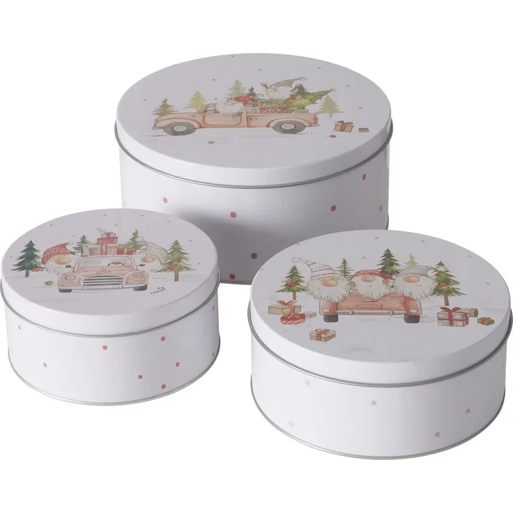 Boltze Dosen zur Aufbewahrung CARRIE, Ø 14-20 cm, 3er-Set, grau