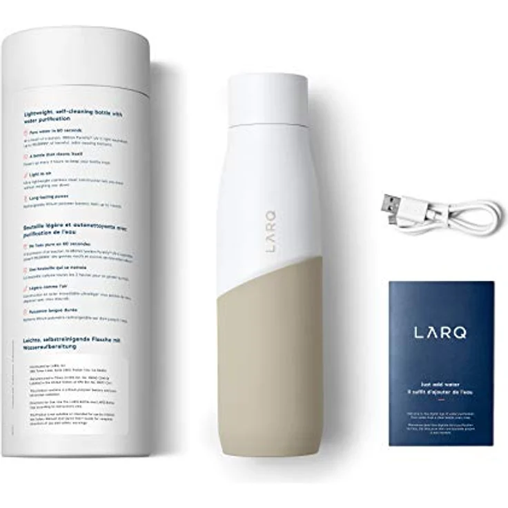 LARQ Bottle Movement – eine sich selbst reinigende leichtgewichtige,einzelbeschichtete, rostfreie, stählerne Wasserflasche (710ml, White/Dune) – Bild 5