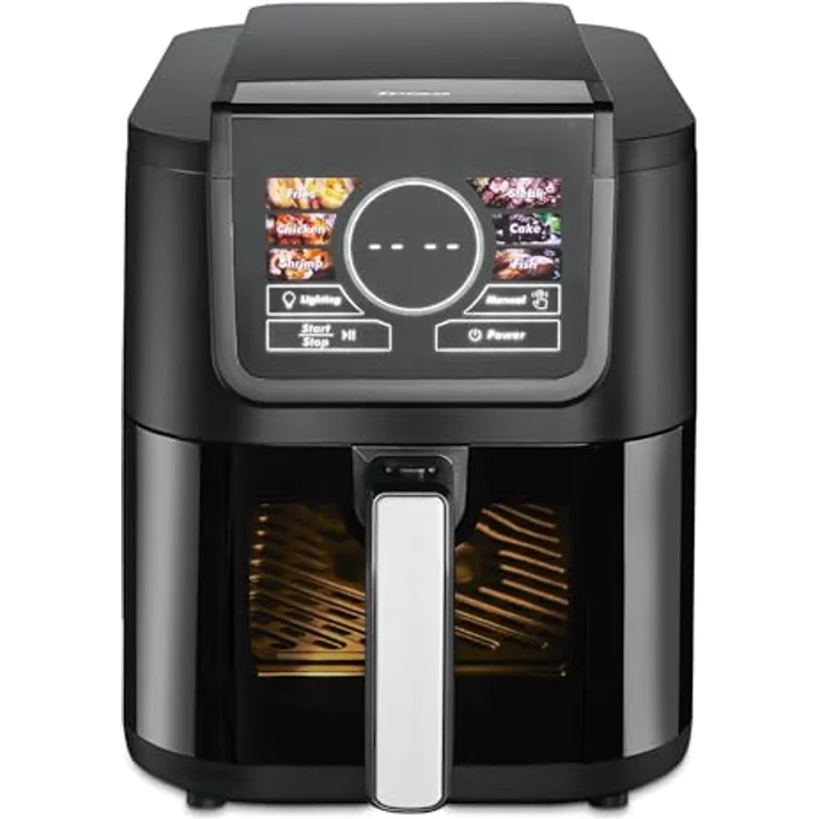 Trisa AI Fry Pro 5L Heißluftfritteuse, Intelligente Airfryer mit KI-Zeit- & Temperaturberechnung, Touch-Display, beleuchtetem Garraum, High Speed Air Circulation, 100-200°C, für bis zu 5 Personen