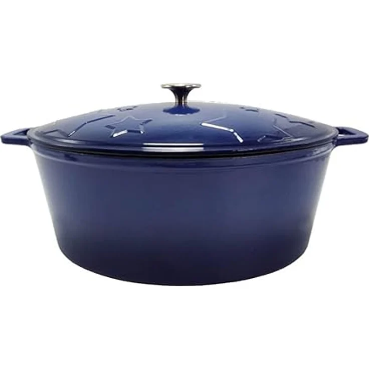 Grillfürst Dutch Oven Sternentöpfchen 12 Liter - Blauer Gusseisen Bräter mit Henkeln und pflegeleichter Emaillierung, ovaler Schmortopf für Grill und Herd – Bild 2