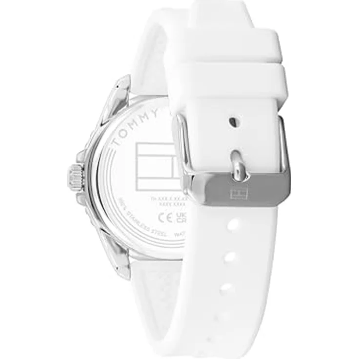 Tommy Hilfiger 1720050, 36mm Uhr mit DREI-Zeiger-Quarzwerk, weisses Silikonarmband, 10 ATM wasserdicht – Bild 3