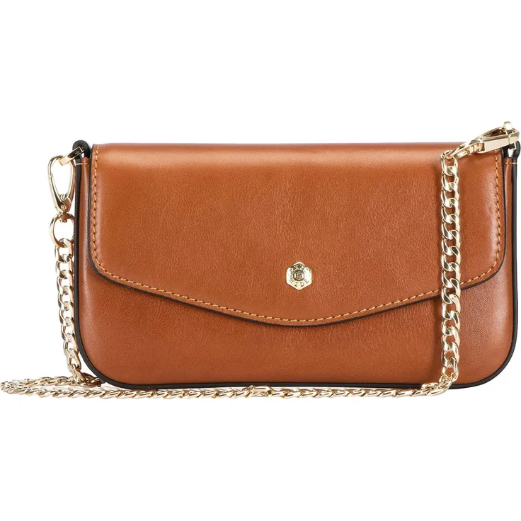 Jekyll & Hide Paris, Clutch Bag aus Vollrindleder mit magnetischem Klappenverschluss und austauschbarem Schulterriemen, Braun